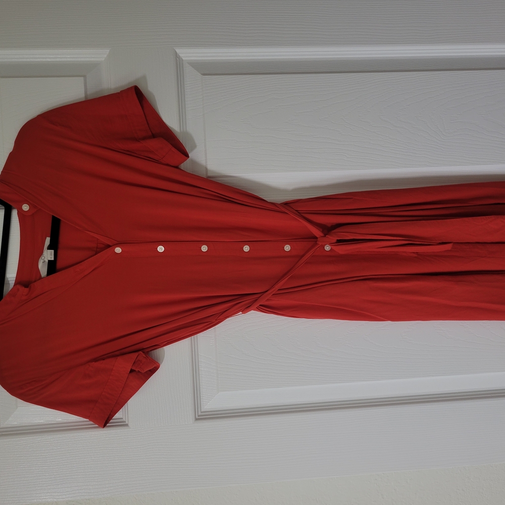 LOFT Red Wrap Mini Dress with Dolman Sleeves